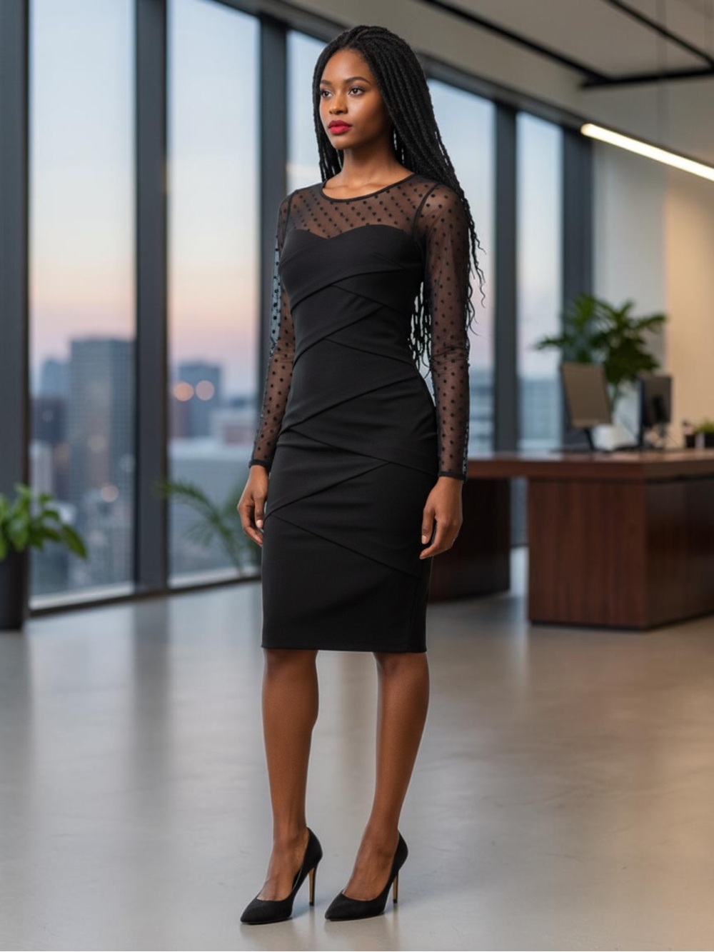 White House Black Market Black Polka Dot Instantly Slimming Dress